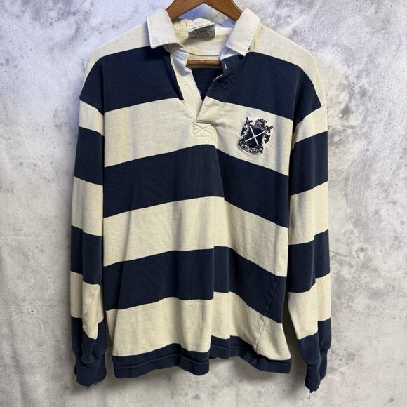 Barbarian Rugby Wear Shirt Mens Large 21x26.5 Gonzaga Striped Logo - Picture 1 of 15